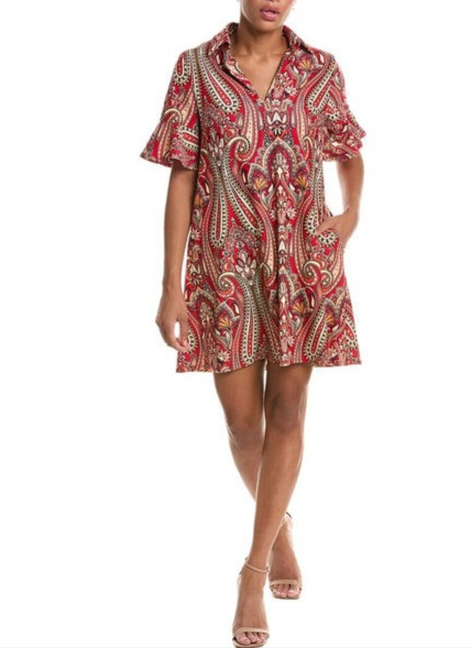 NWT JUDE CONNALLY ITALIAN RED PAISLEY DRESS -Size Small